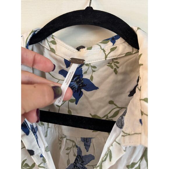 Free People Lighten Up Mini Dress Tea Combo Belted Size Small Floral Ivory - Picture 5 of 7